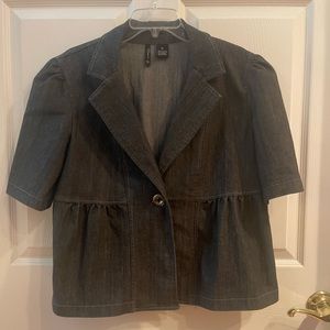 New Directions womens jean jacket with peplum